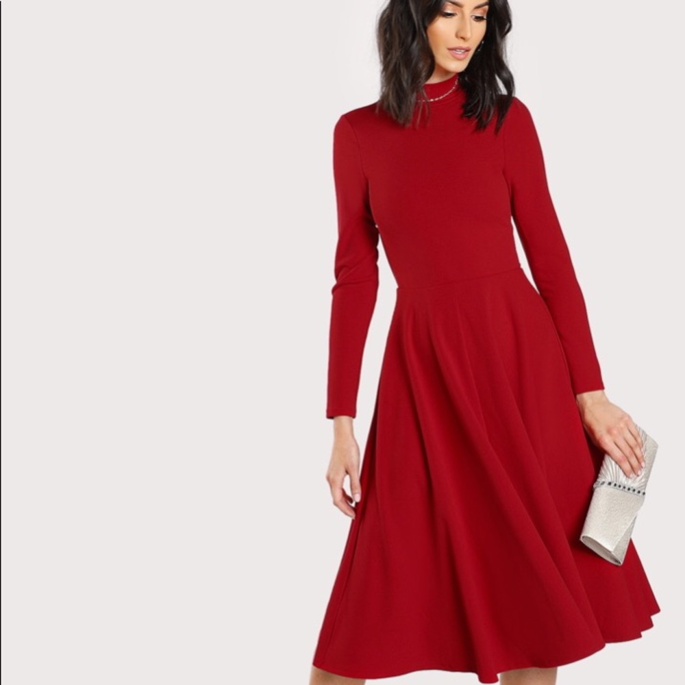 Spicy Red Flared Dress